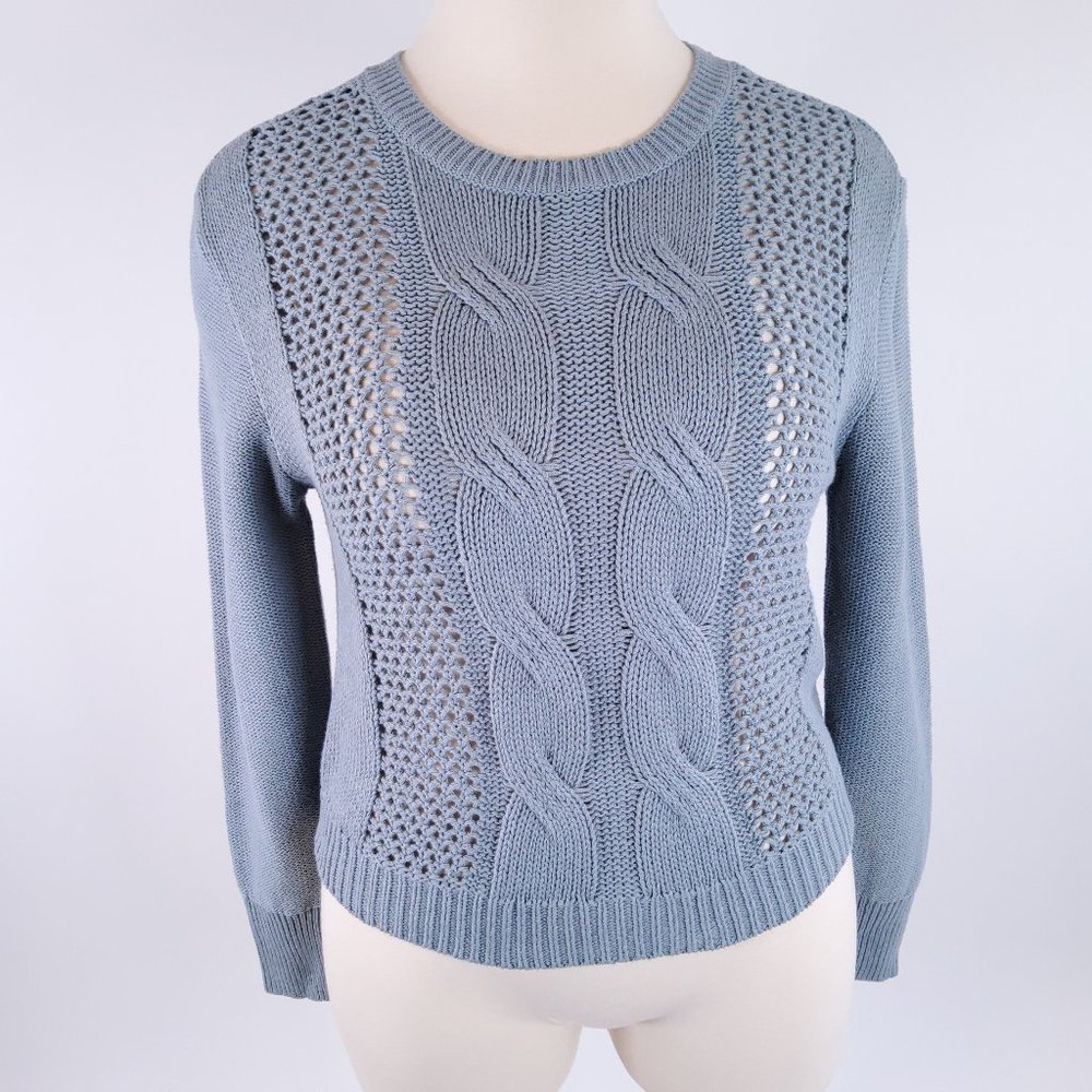 New Abound Long Sleeve Cable Knit Sweater Blue Green Shore Size XXL New Abound